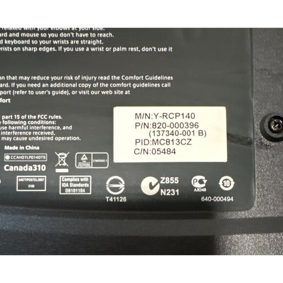 Logitech K350 Wireless Wave Keyboard Ergonomic Media Controls No USB Dongle - Picture 8 of 10